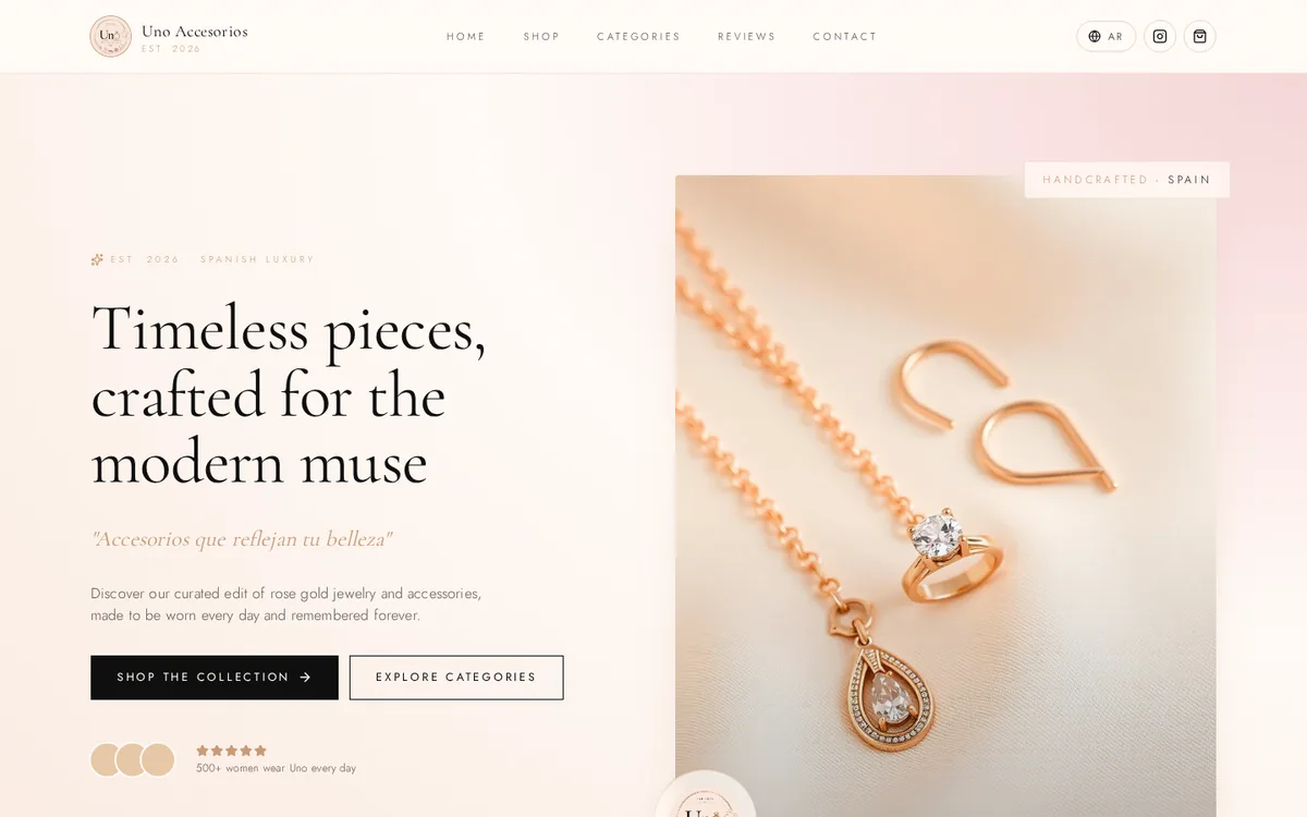 Homepage of Uno.Boutique — Fashion & Boutique website built by Y Iconic